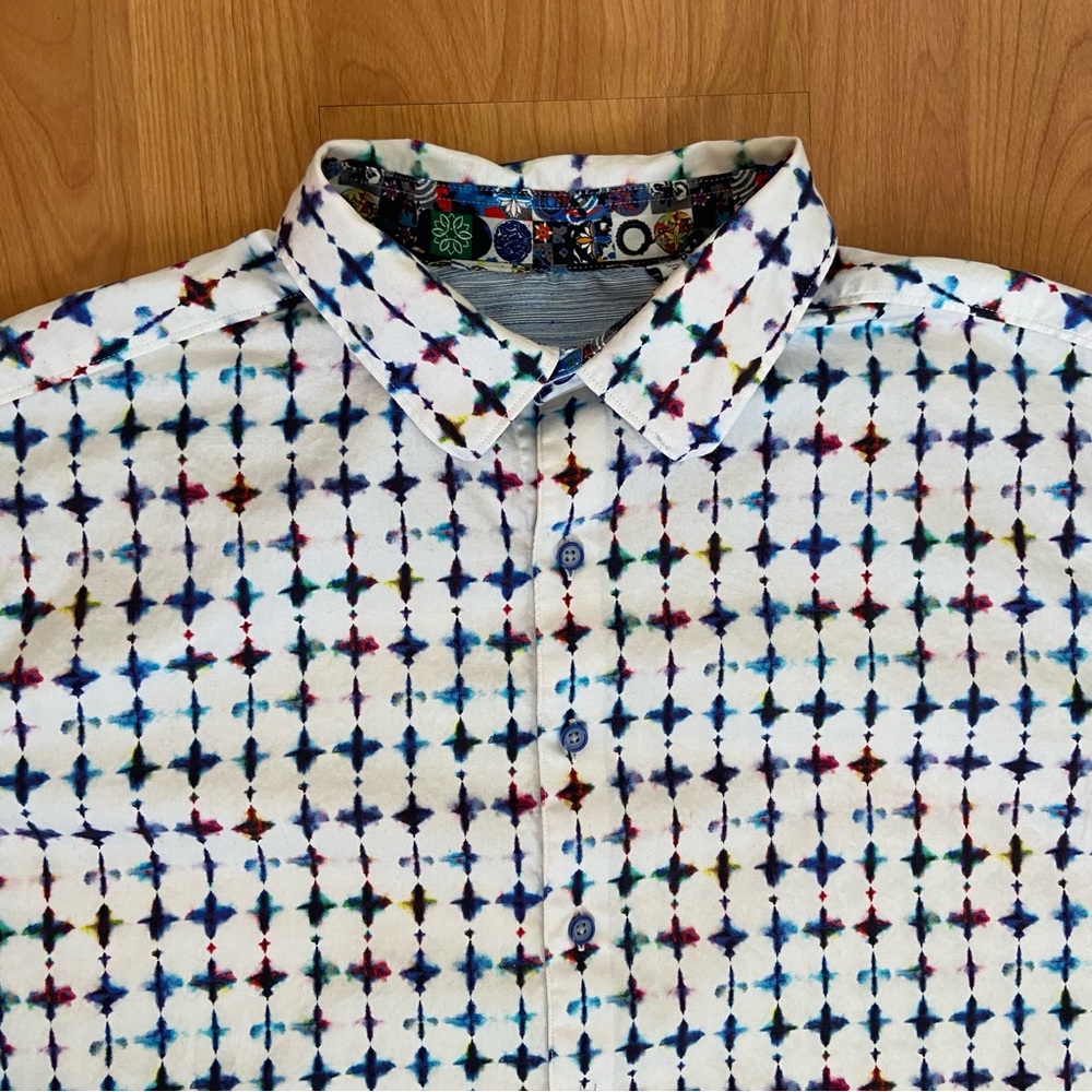 Robert Graham Waterpaint Splash Button Up Short Sleeve Shirt Men’s 3XL